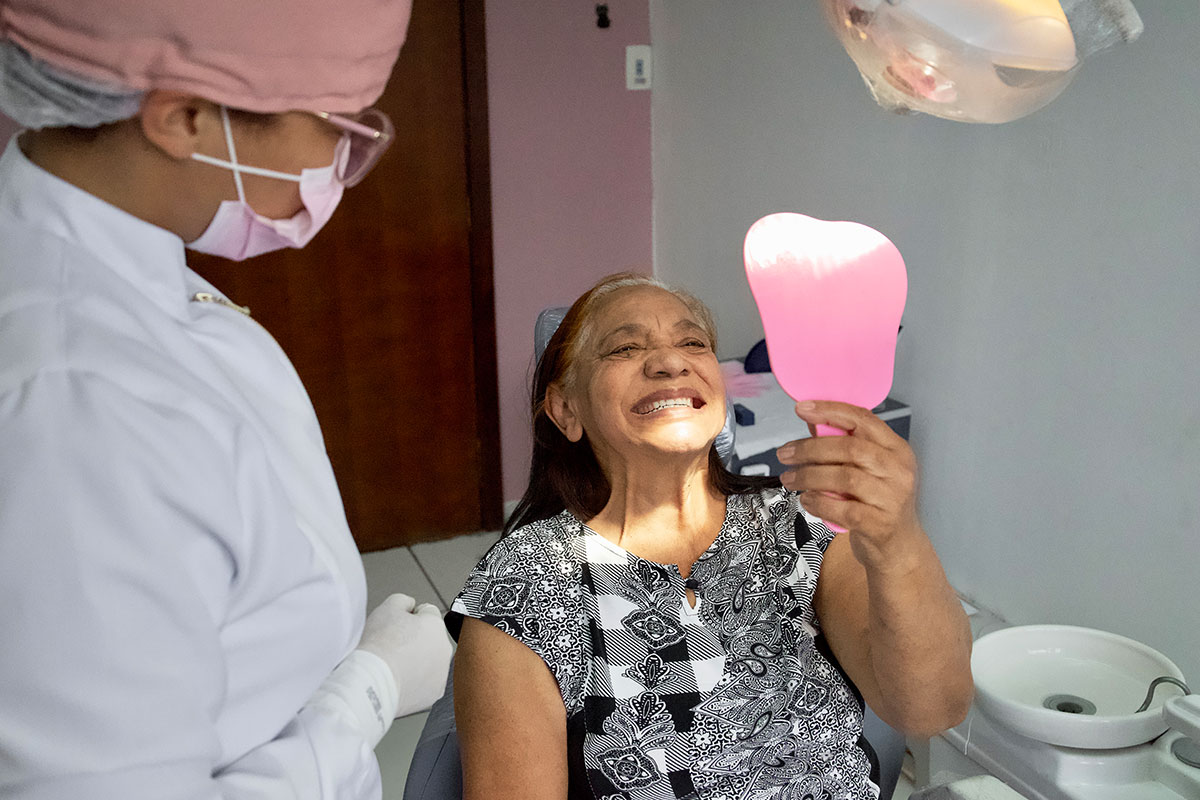 woman during Dentures in Cedar Park